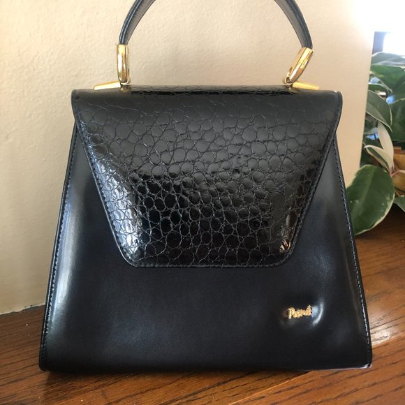 Rene Italy Handbags - Rene Italy Luxury Leather Handbag, Black, Rare Find, A-Shaped Bag